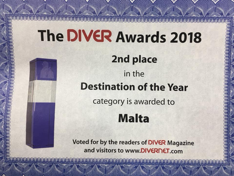The Diver Awards 2018, Destination of the Year, 2nd place, Malta 